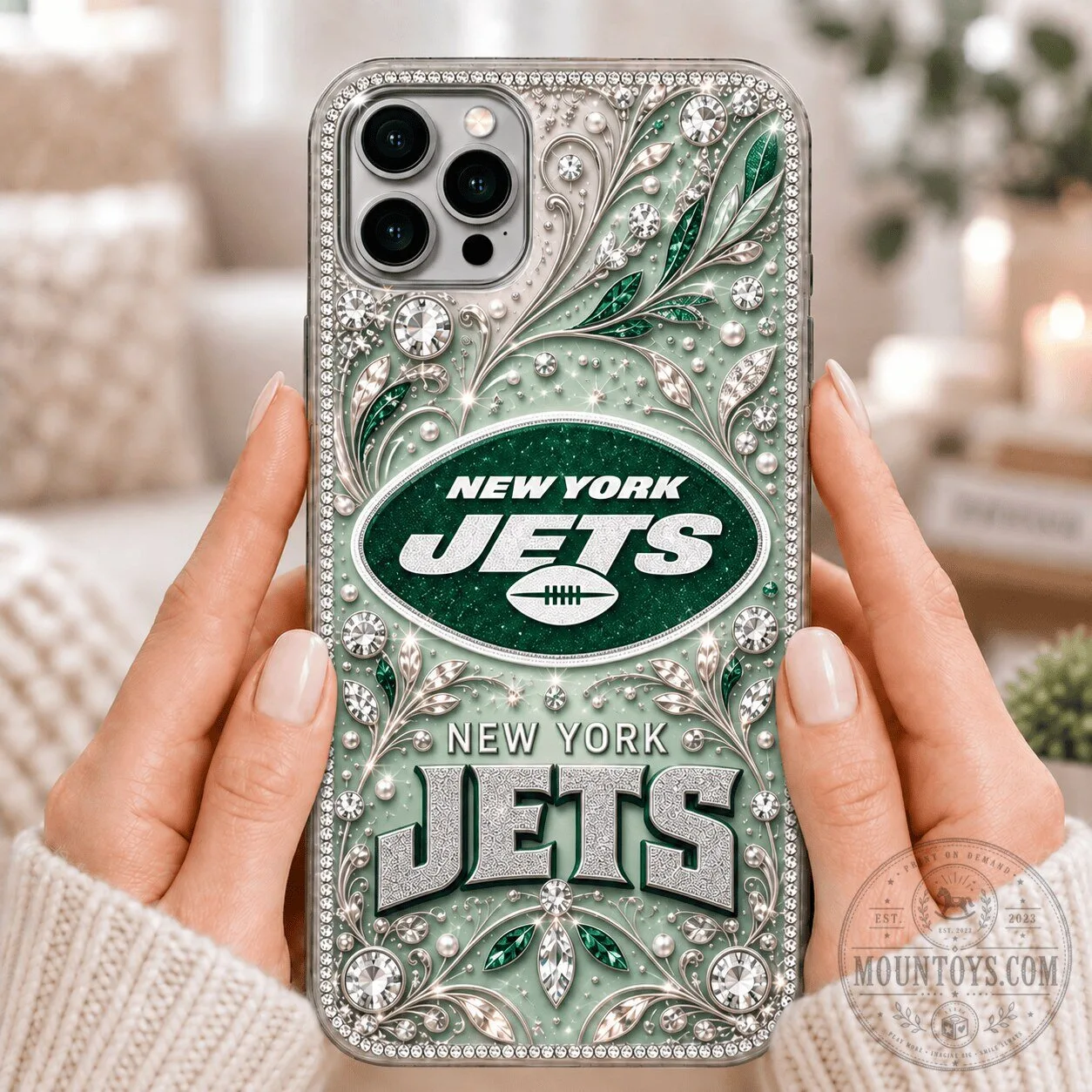 New York Jets Football Team Logo Bling Design Phone Case