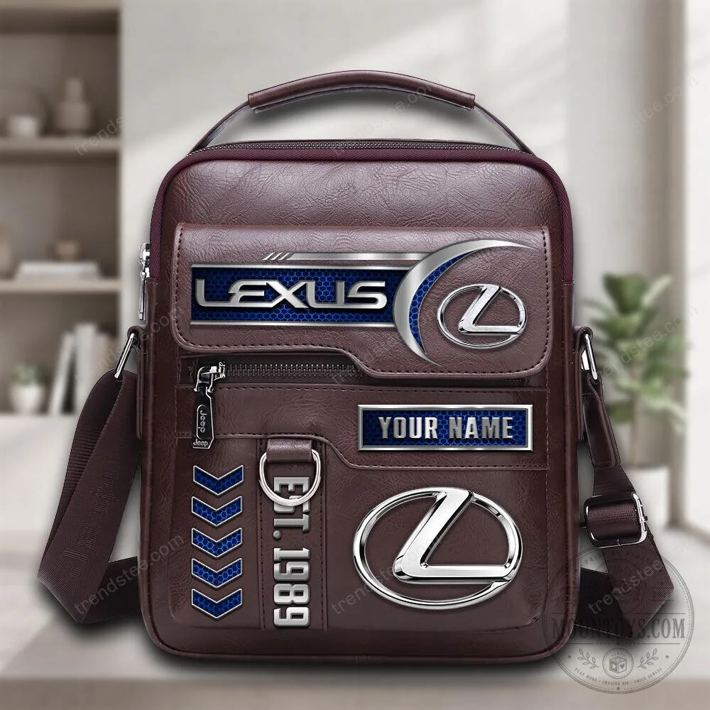 Lexus Personalized Name Brown Leather Crossbody Bag 1 Lexus Personalized Name Brown Leather Crossbody Bag