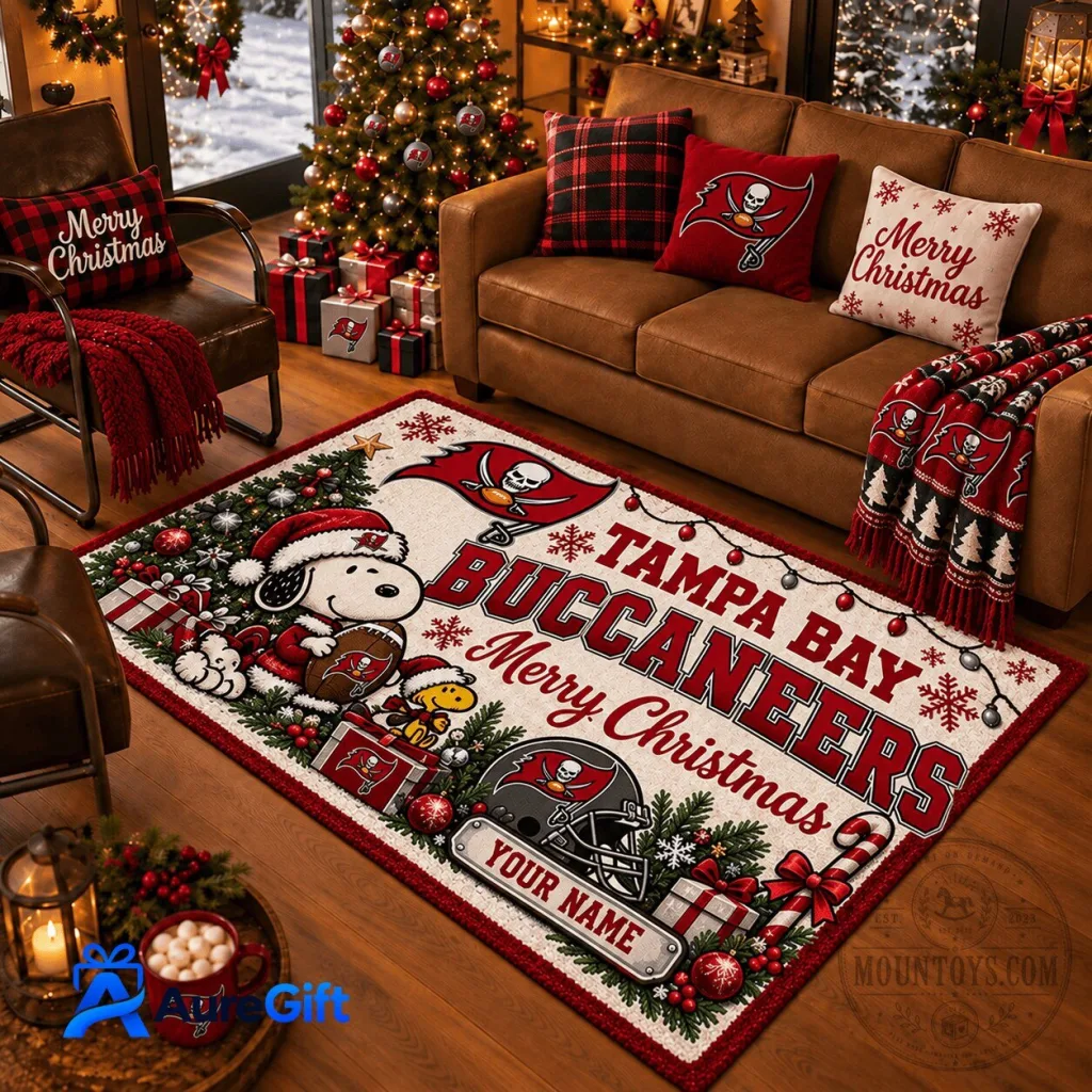 Tampa Bay Buccaneers Snoopy Merry Christmas Personalized Area Rug Tampa Bay Buccaneers Snoopy Merry Christmas Personalized Area Rug