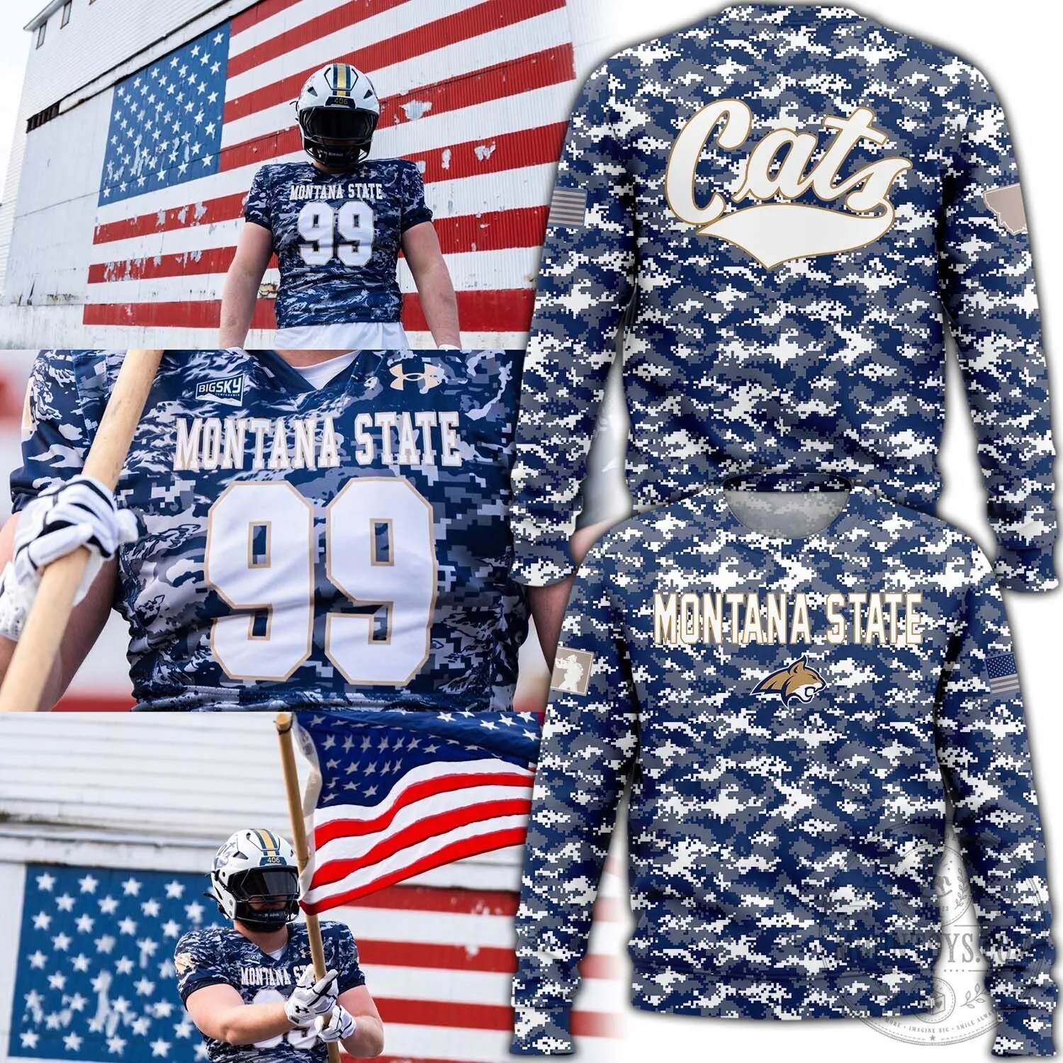 Montana State Bobcats Football Salute to Service Long-Sleeve Shirt