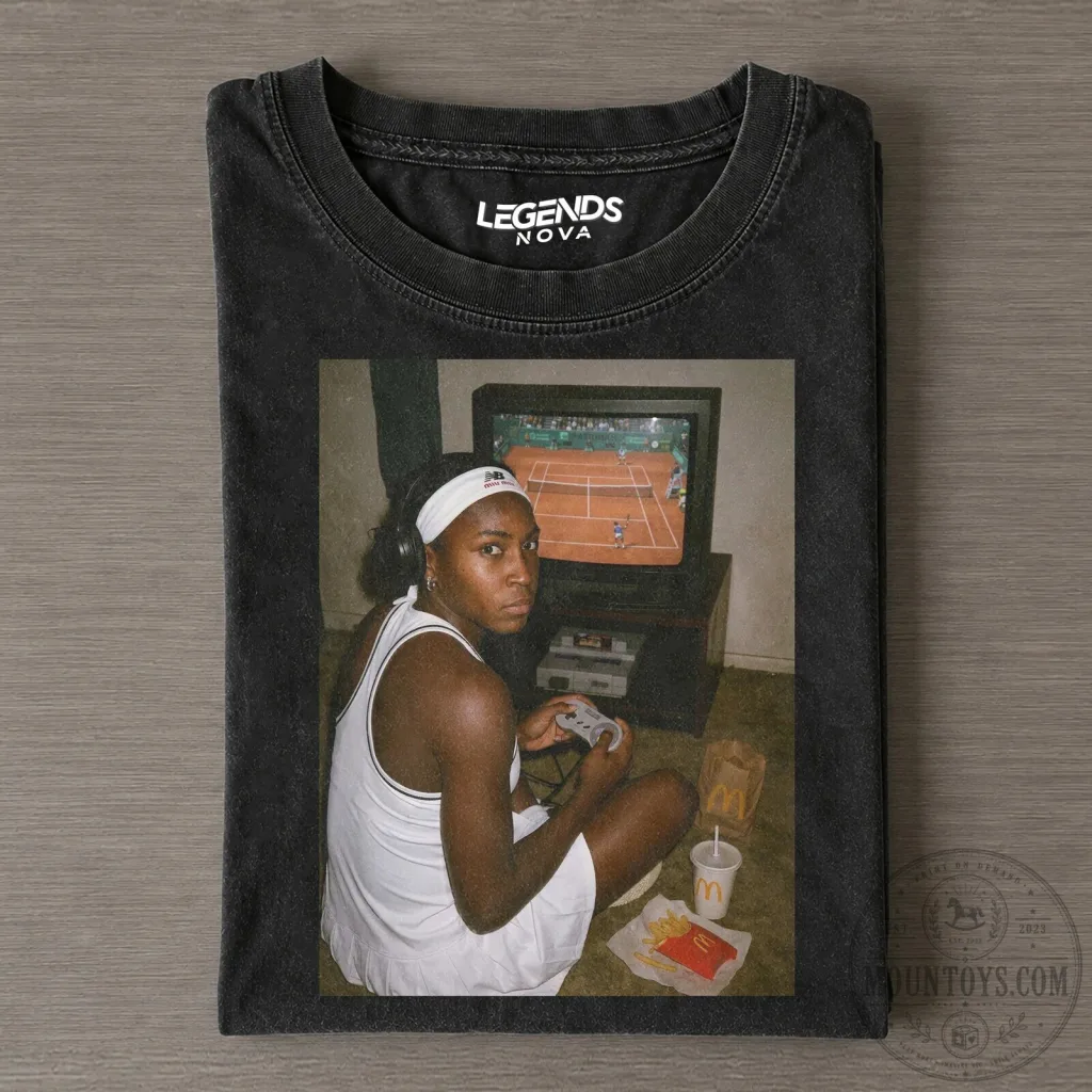 Coco Gauff Playing Video Games Tennis Player Graphic T-Shirt Coco Gauff Playing Video Games Tennis Player Graphic T-Shirt