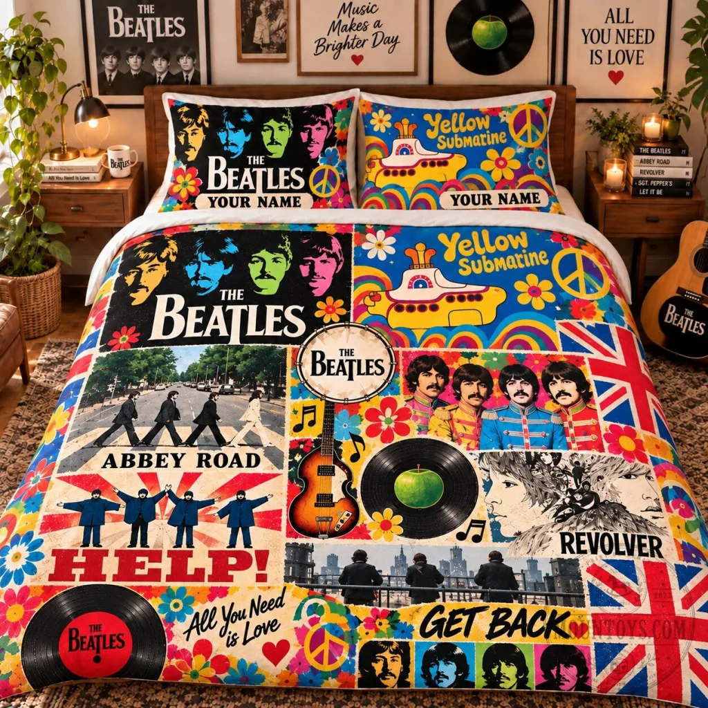 The Beatles Abbey Road Yellow Submarine Personalized Bedding Set The Beatles Abbey Road Yellow Submarine Personalized Bedding Set