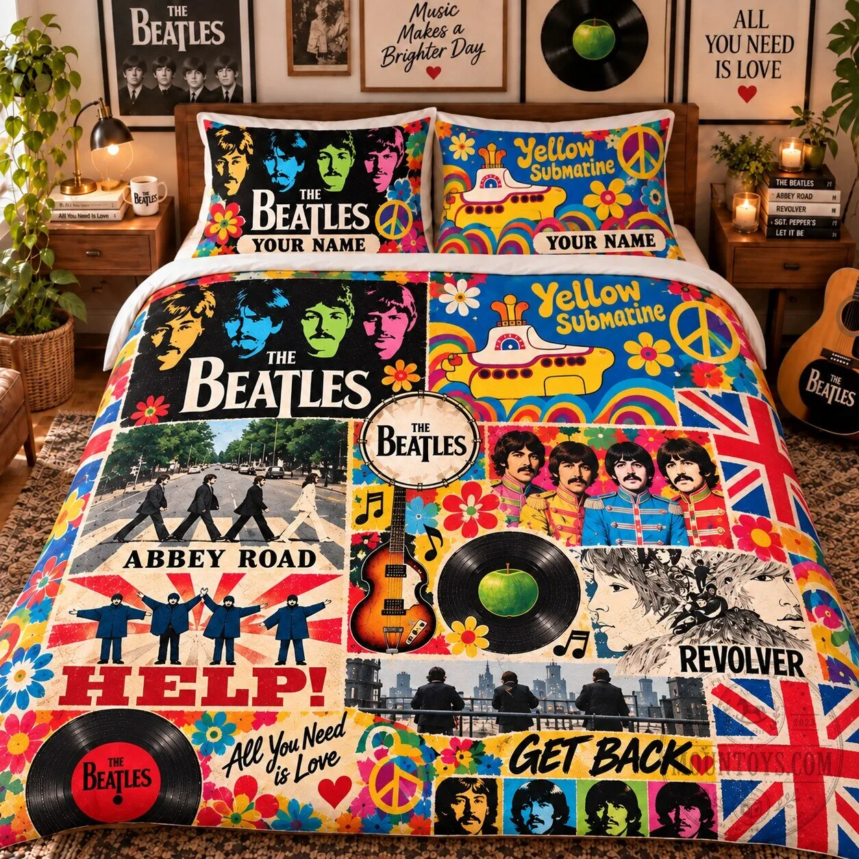 The Beatles Abbey Road Yellow Submarine Personalized Bedding Set