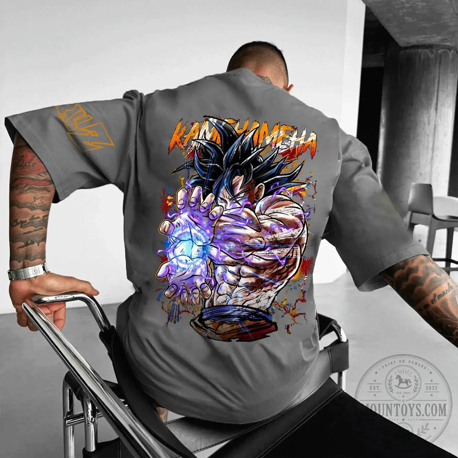 Dragon Ball Z Goku Kamehameha Super Saiyan Gray T-Shirt