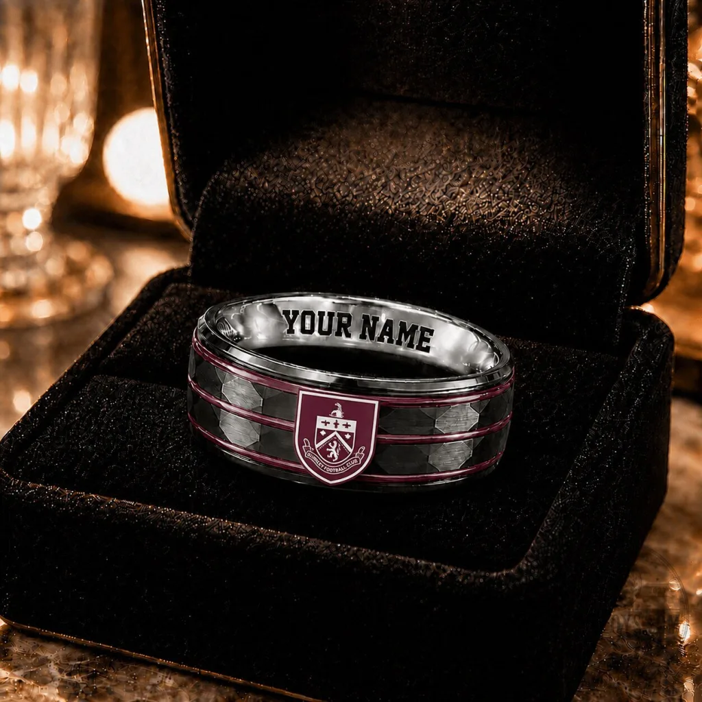 Burnley Football Club Personalized Ring with Custom Engraving for Soccer Fans Burnley Football Club Personalized Ring with Custom Engraving for Soccer Fans