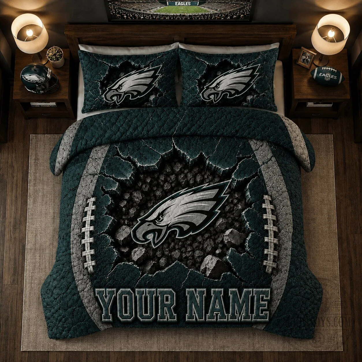 Philadelphia Eagles Personalized Football Bedding Set