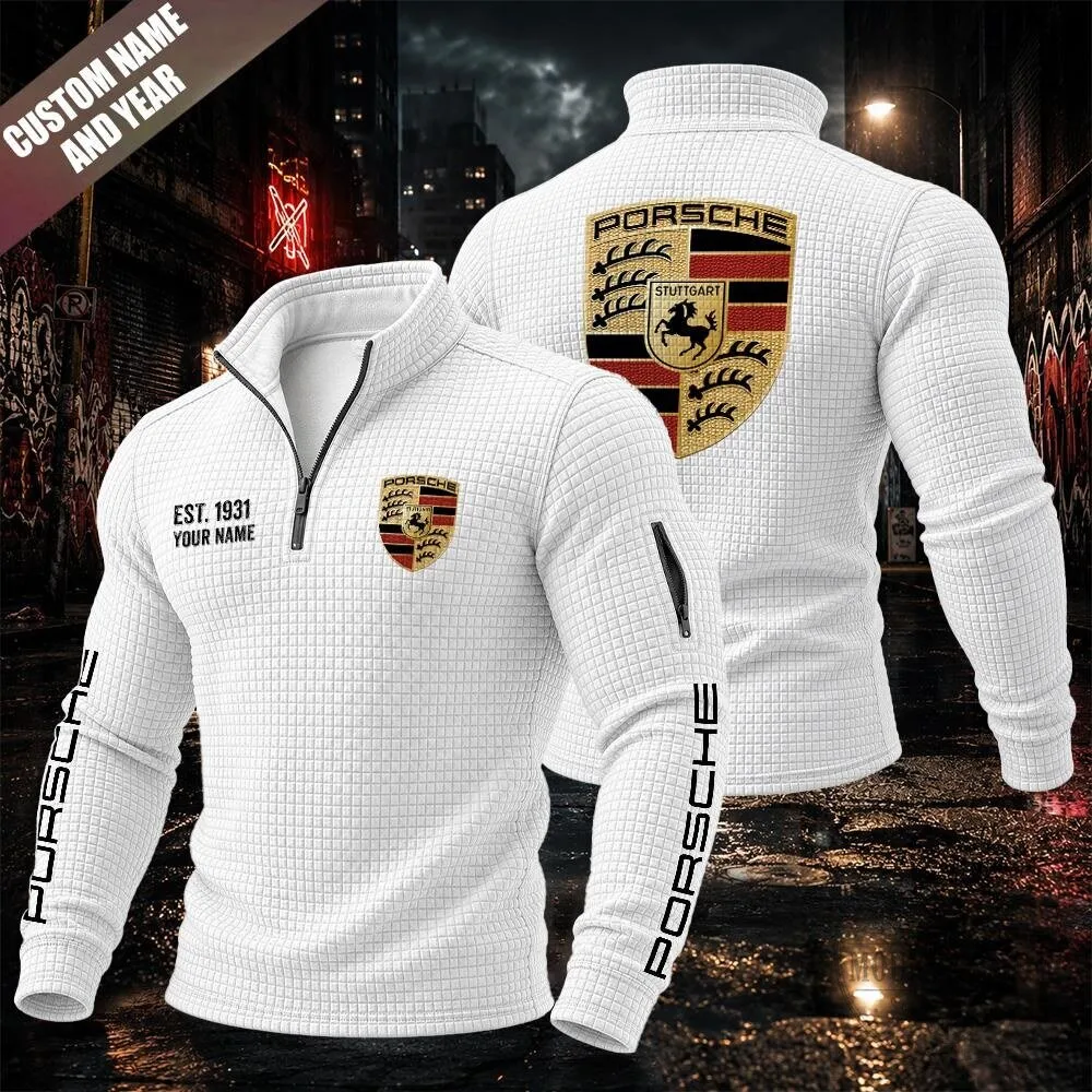 Porsche Stuttgart Custom Name Quarter-Zip Pullover Jacket 1 Porsche Stuttgart Custom Name Quarter-Zip Pullover Jacket