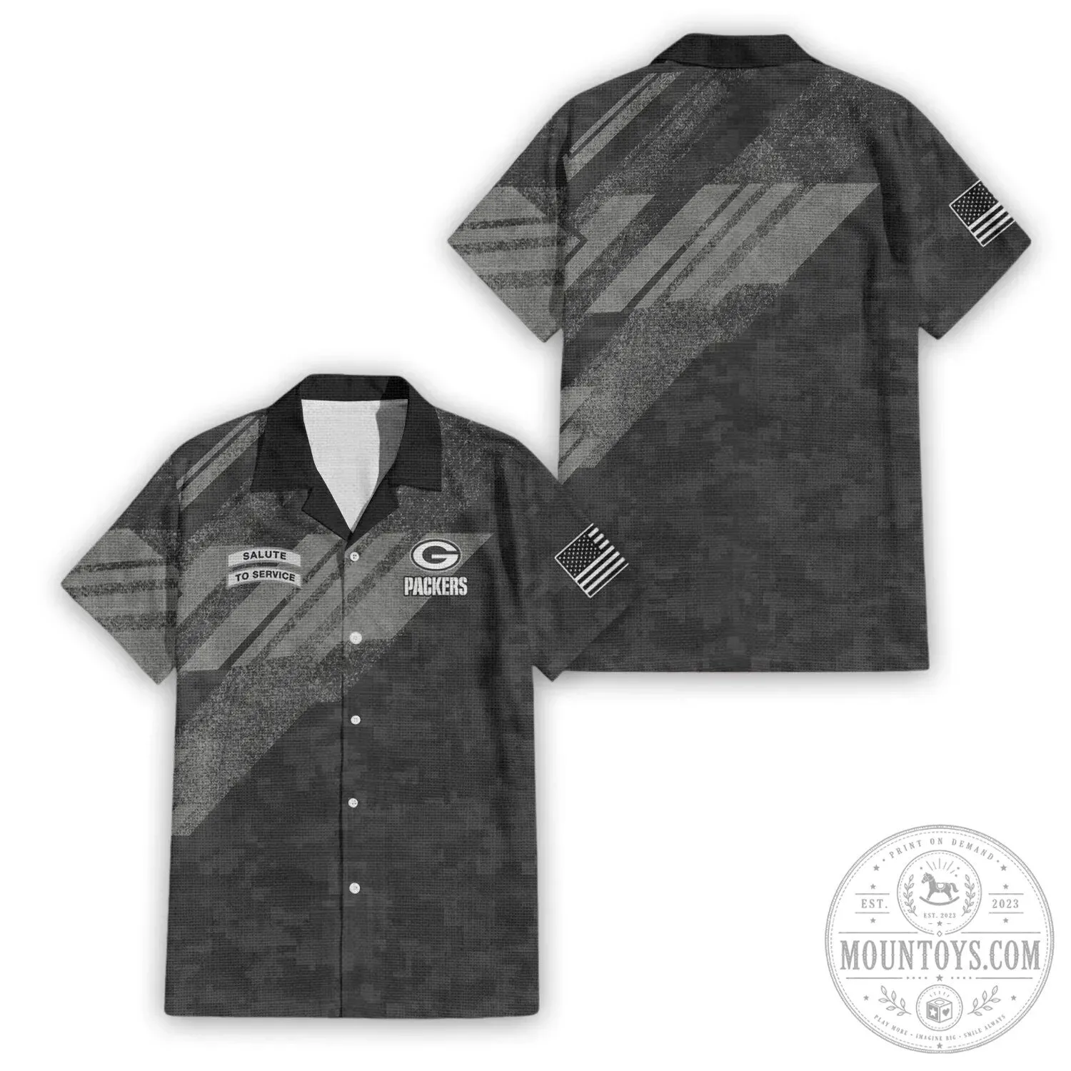 Camouflage Hawaiian Shirt honoring the Green Bay Packers Salute To Service