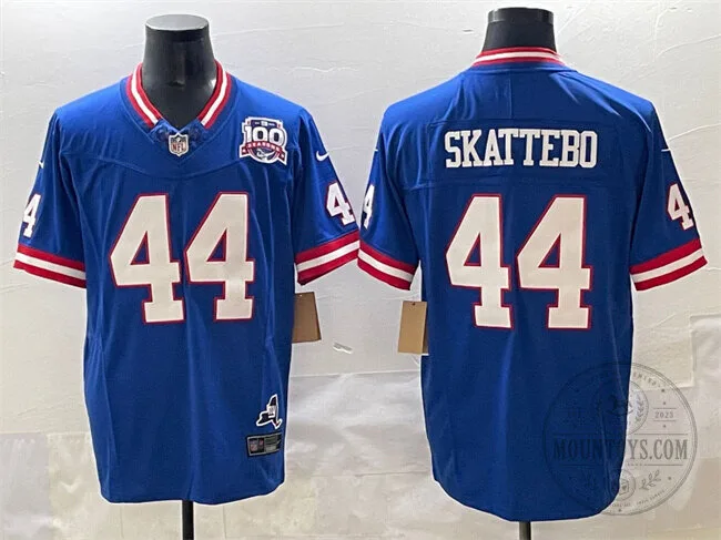 New York Giants Cam Skattebo Royal Blue 100th Season Football Jersey