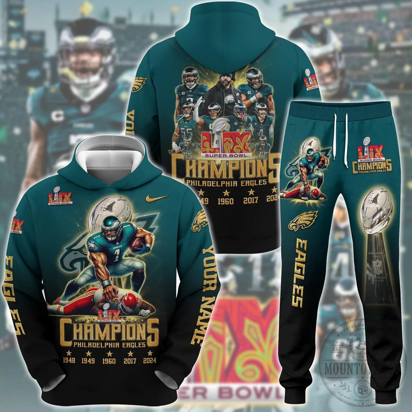 Philadelphia Eagles Football Super Bowl Champions Hoodie and Sweatpants Set