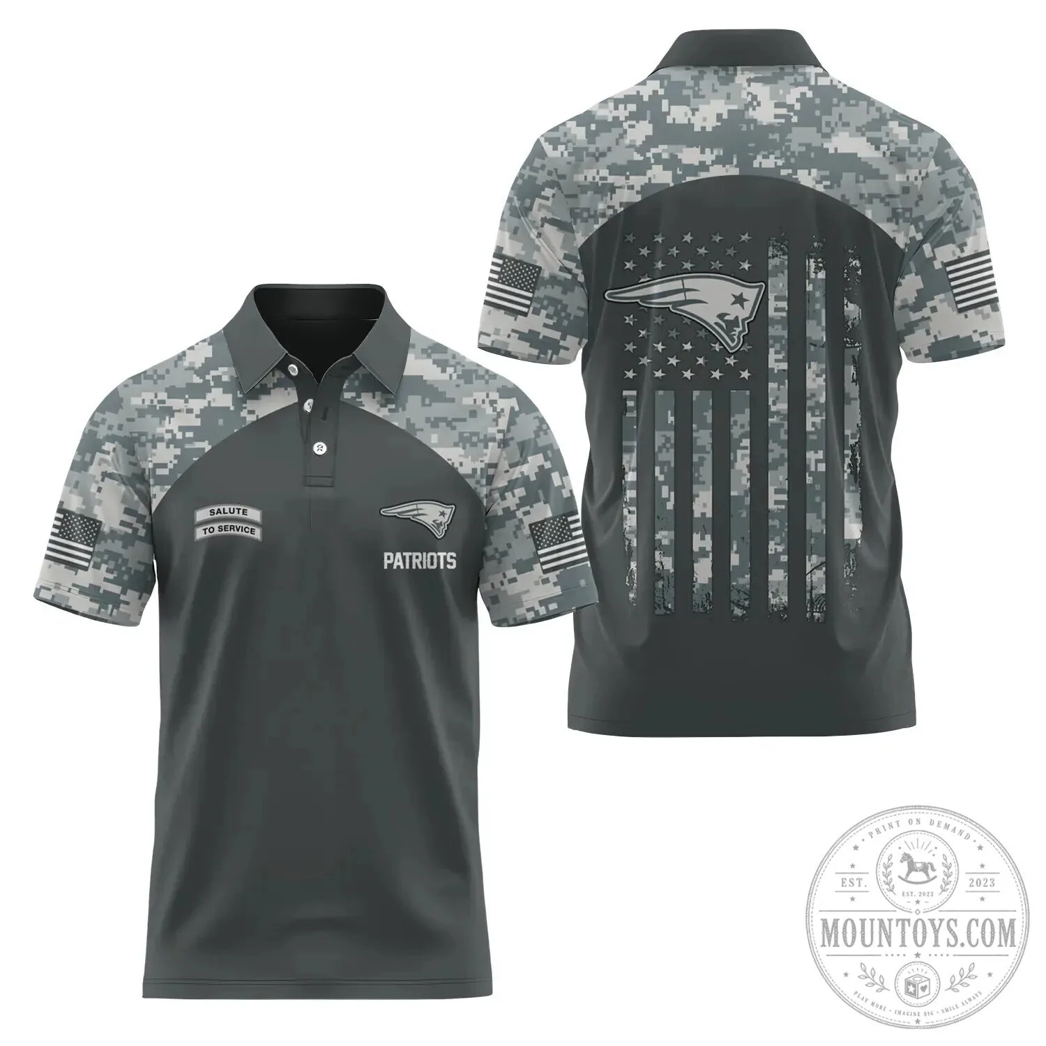 New England Patriots Salute To Service Digital Camouflage Polo Shirt