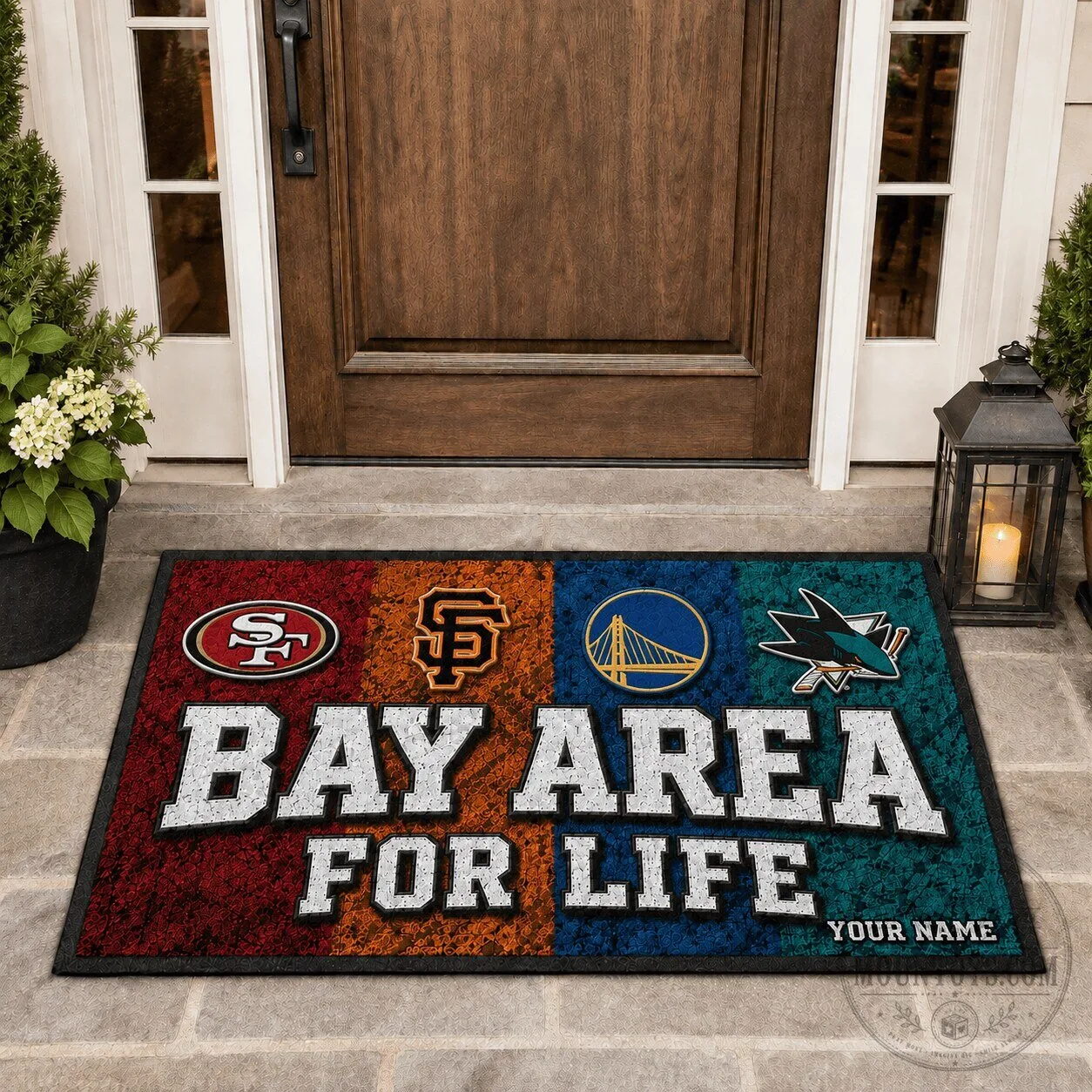 Bay Area For Life Personalized Welcome Mat San Francisco Sports Fan Gift