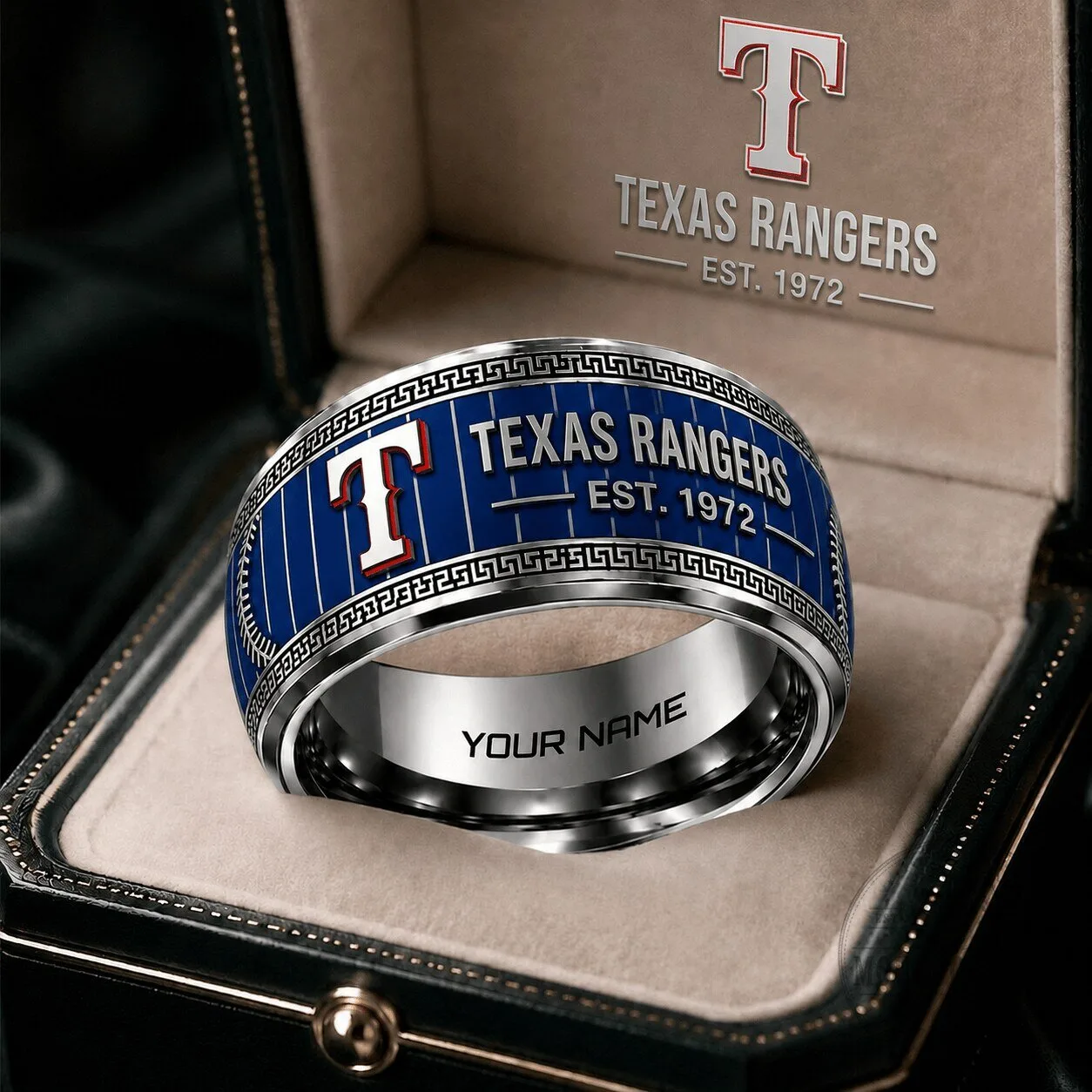 Texas Rangers Baseball Team Logo Tungsten Steel Ring 1 Texas Rangers Baseball Team Logo Tungsten Steel Ring