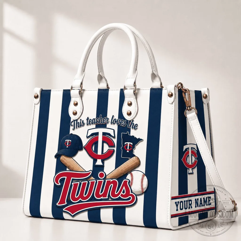 Minnesota Twins Baseball Team Striped Leather Handbag Personalized Gift Minnesota Twins Baseball Team Striped Leather Handbag Personalized Gift