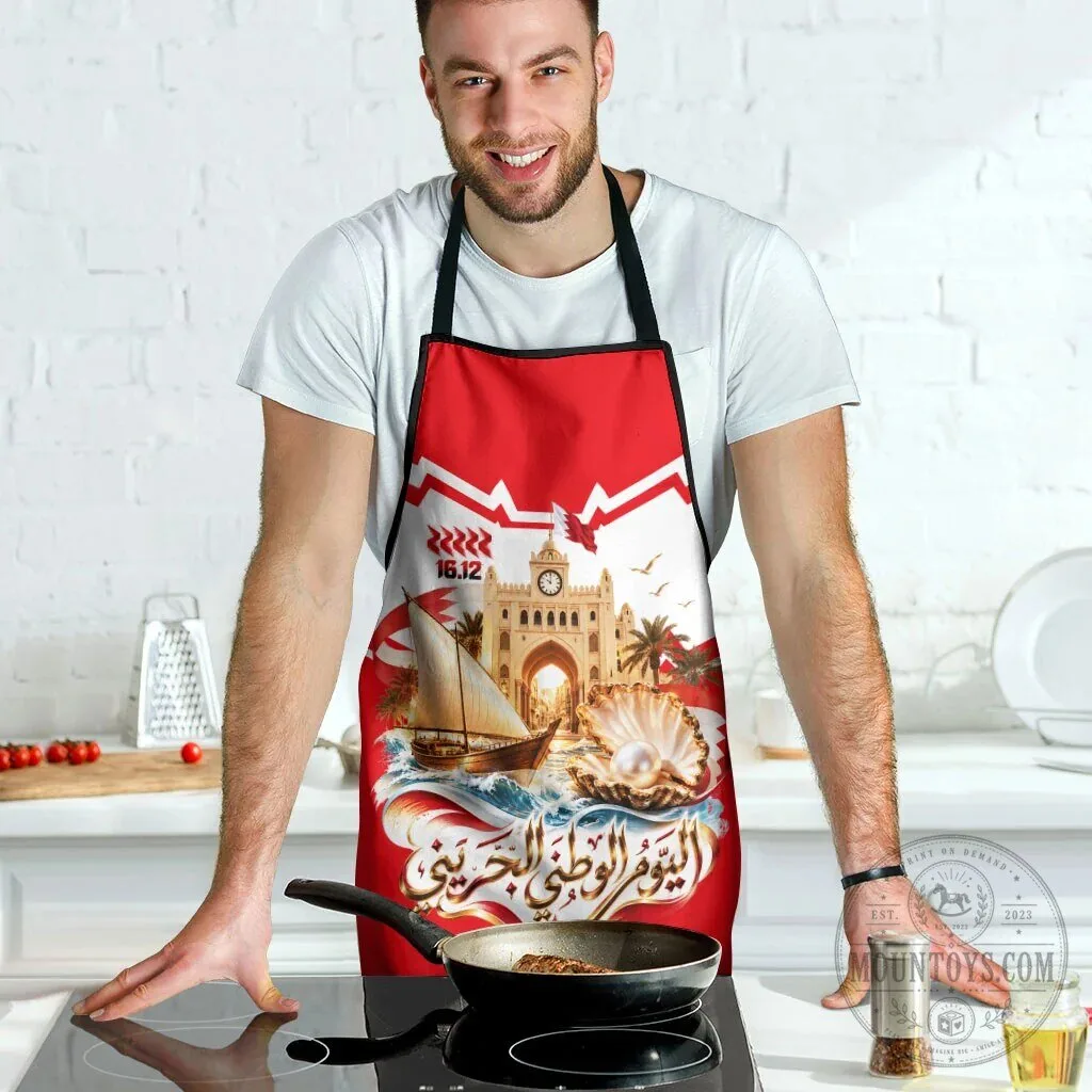 Bahrain National Day Celebration Emblem Vintage Collage Apron 12 Bahrain National Day Celebration Emblem Vintage Collage Apron