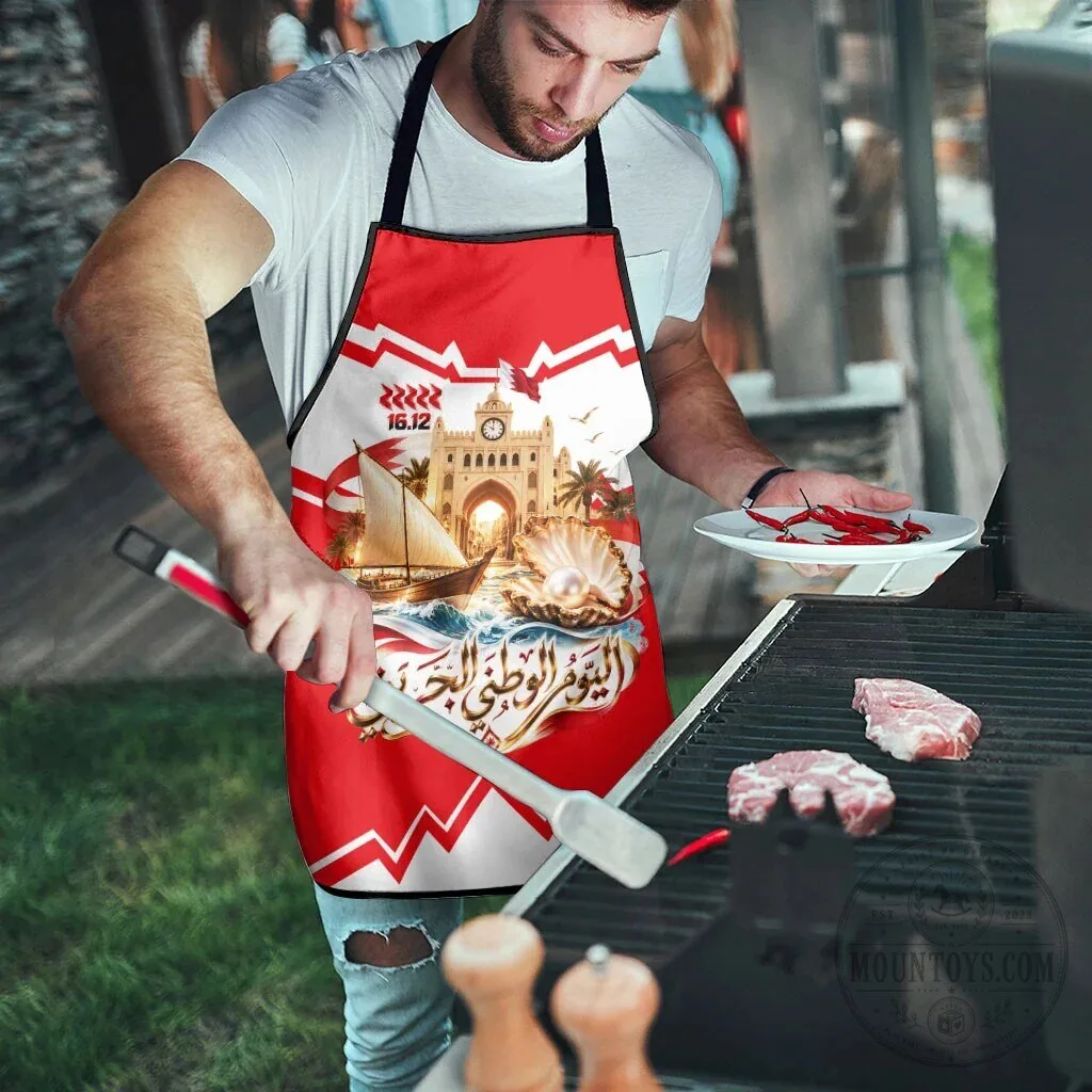 Bahrain National Day Celebration Emblem Vintage Collage Apron 13 Bahrain National Day Celebration Emblem Vintage Collage Apron