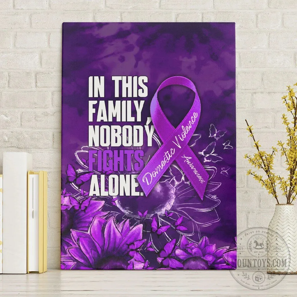 Domestic Violence Awareness Purple Ribbon Nobody Fights Alone Sunflower Canvas