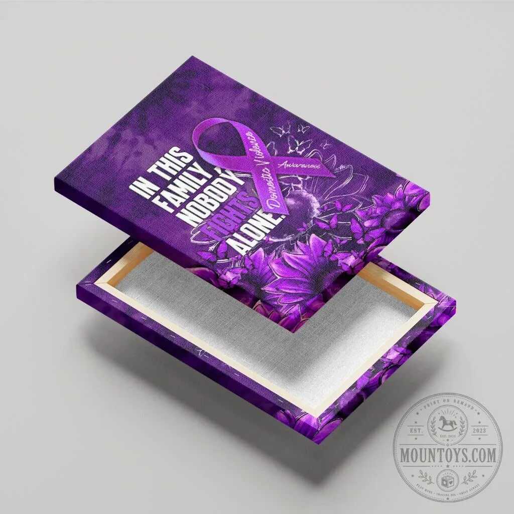 Domestic Violence Awareness Purple Ribbon Nobody Fights Alone Sunflower Canvas 14 Domestic Violence Awareness Purple Ribbon Nobody Fights Alone Sunflower Canvas