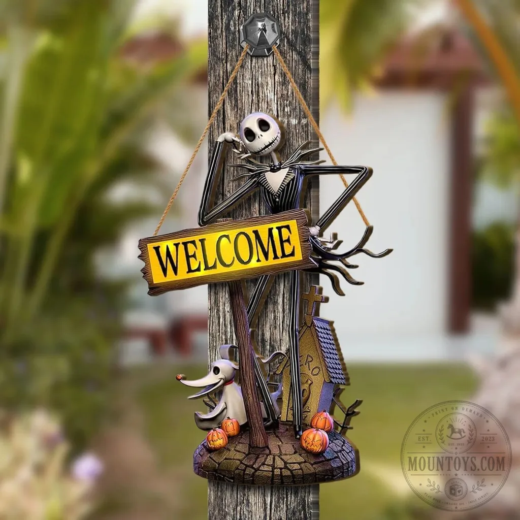 Jack Skellington Nightmare Before Christmas Welcome Sign Wood Plaque Jack Skellington Nightmare Before Christmas Welcome Sign Wood Plaque