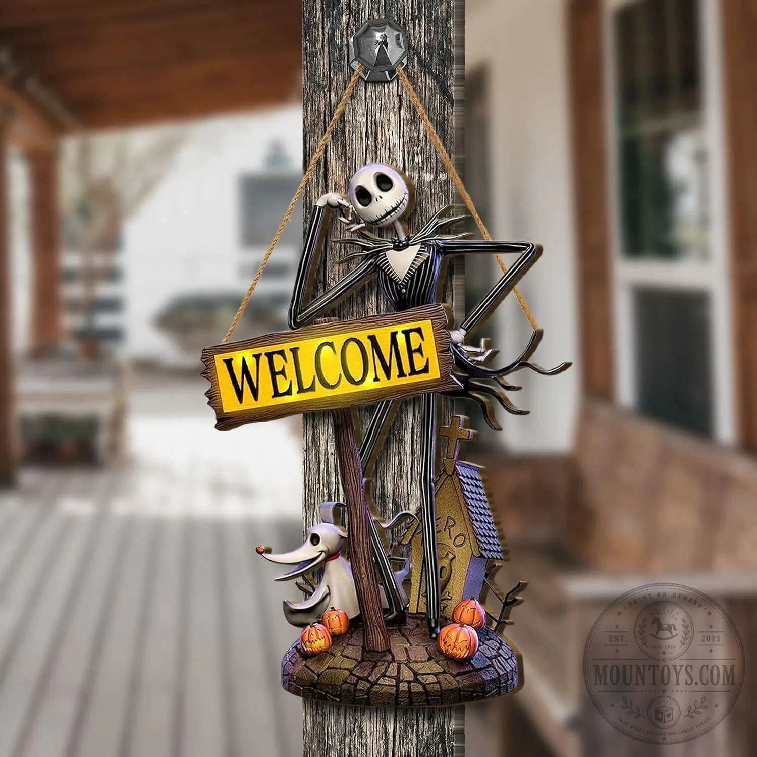 Jack Skellington Nightmare Before Christmas Welcome Sign Wood Plaque 6 Jack Skellington Nightmare Before Christmas Welcome Sign Wood Plaque