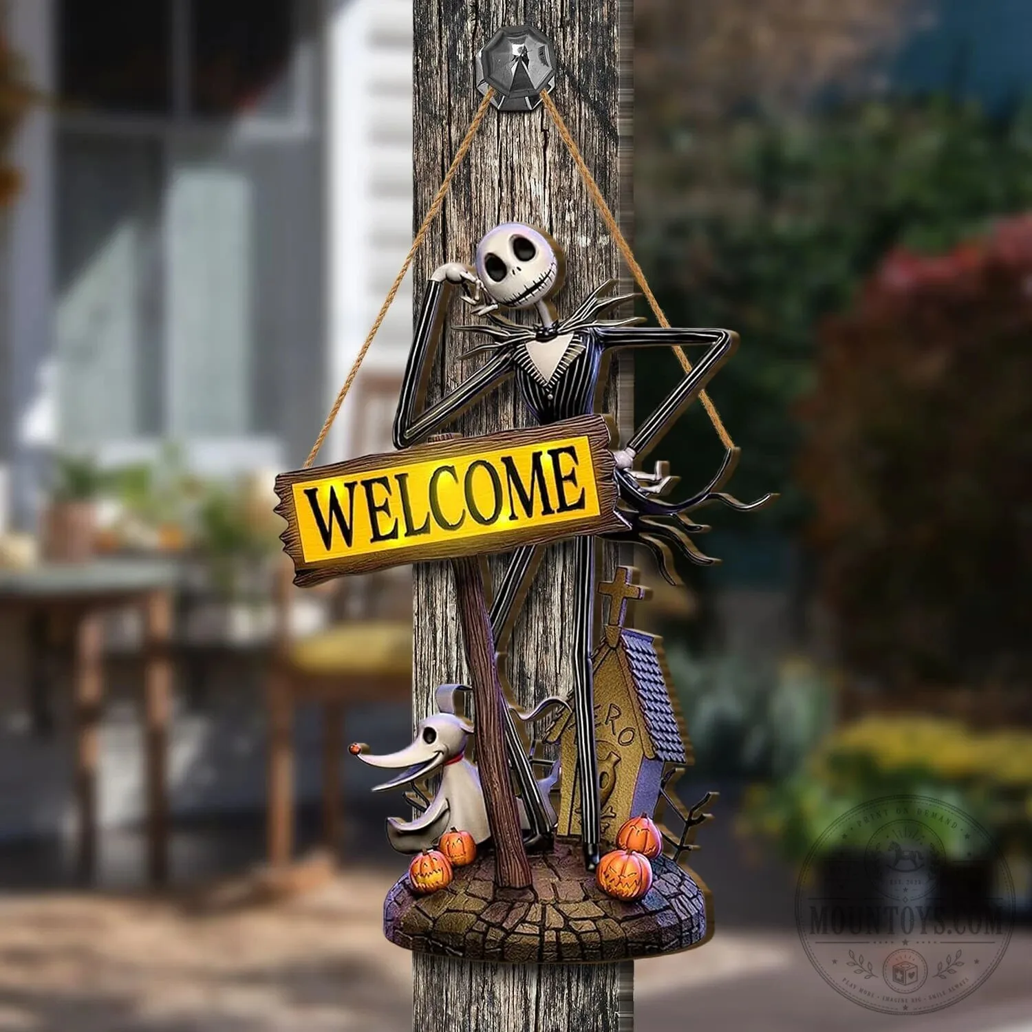 Jack Skellington Nightmare Before Christmas Welcome Sign Wood Plaque 7 Jack Skellington Nightmare Before Christmas Welcome Sign Wood Plaque