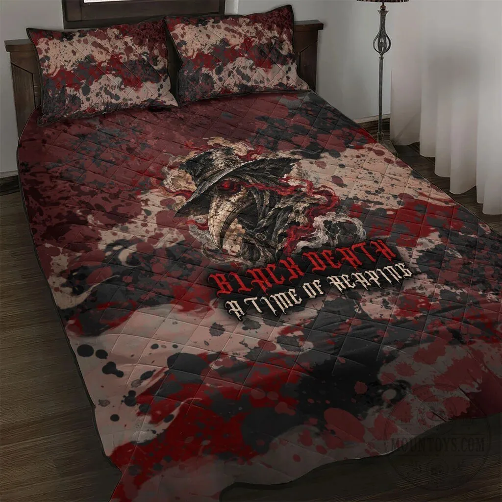 Black Death Plague Doctor Grim Reaper Gothic Horror Quilted Bedding Set