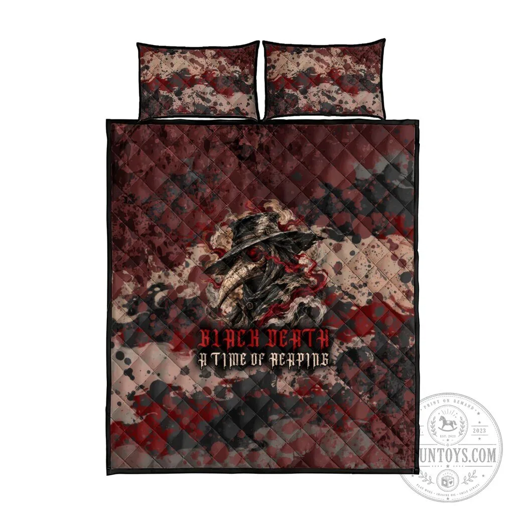 Black Death Plague Doctor Grim Reaper Gothic Horror Quilted Bedding Set 10 Black Death Plague Doctor Grim Reaper Gothic Horror Quilted Bedding Set