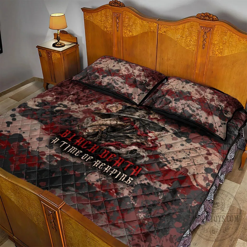 Black Death Plague Doctor Grim Reaper Gothic Horror Quilted Bedding Set 12 Black Death Plague Doctor Grim Reaper Gothic Horror Quilted Bedding Set