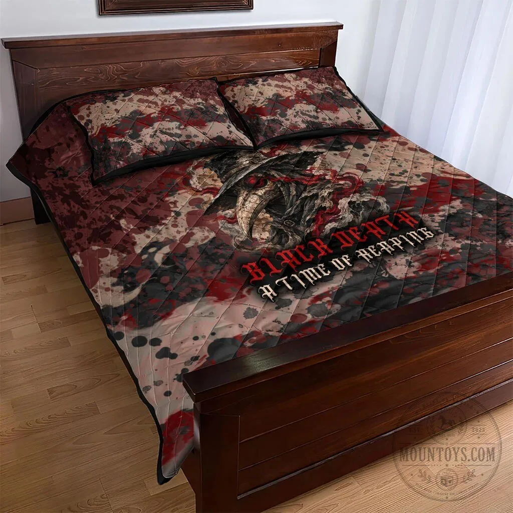 Black Death Plague Doctor Grim Reaper Gothic Horror Quilted Bedding Set 13 Black Death Plague Doctor Grim Reaper Gothic Horror Quilted Bedding Set