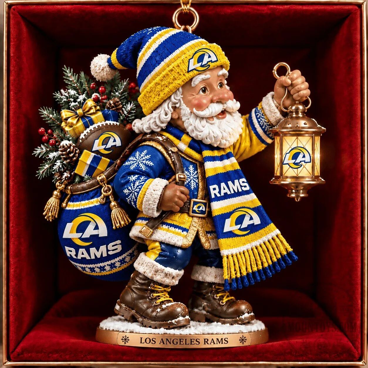 Los Angeles Rams NFL Santa Claus Christmas Ornament for Football Fans
