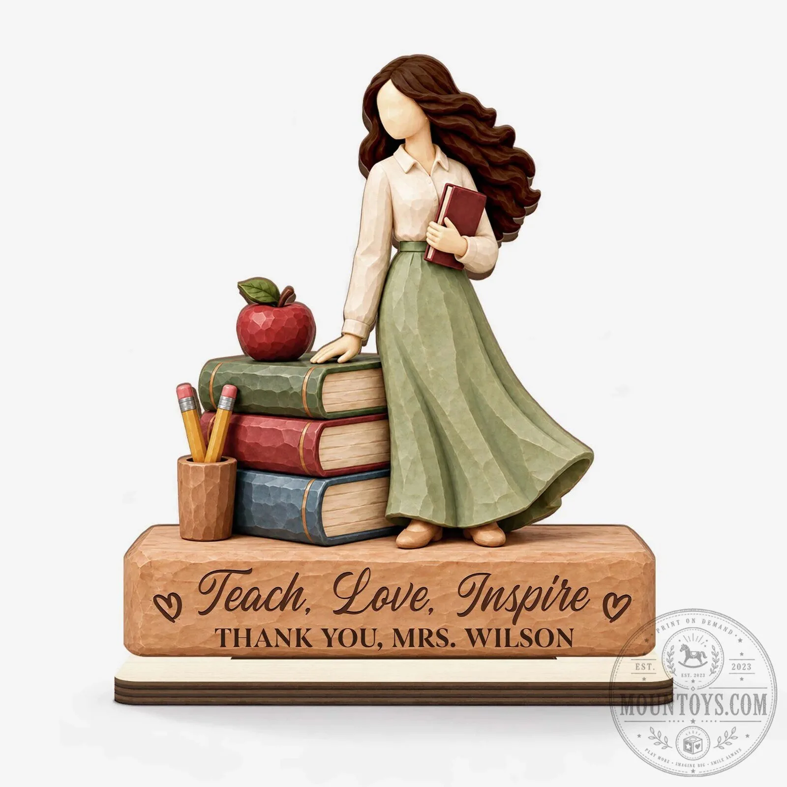 Teach Love Inspire Thank You Mrs Wilson Personalized Teacher Appreciation Figurine