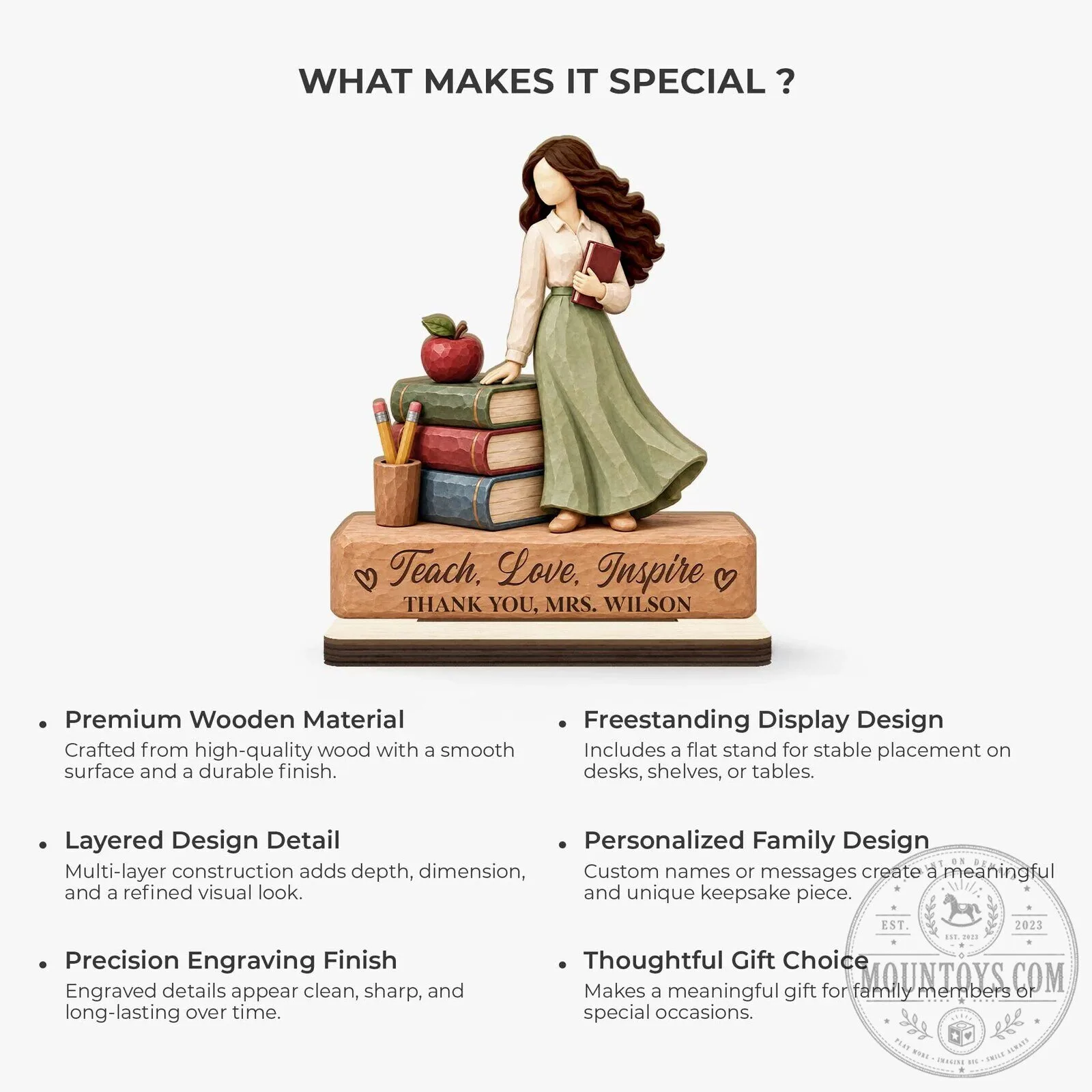 Teach Love Inspire Thank You Mrs Wilson Personalized Teacher Appreciation Figurine 15 Teach Love Inspire Thank You Mrs Wilson Personalized Teacher Appreciation Figurine