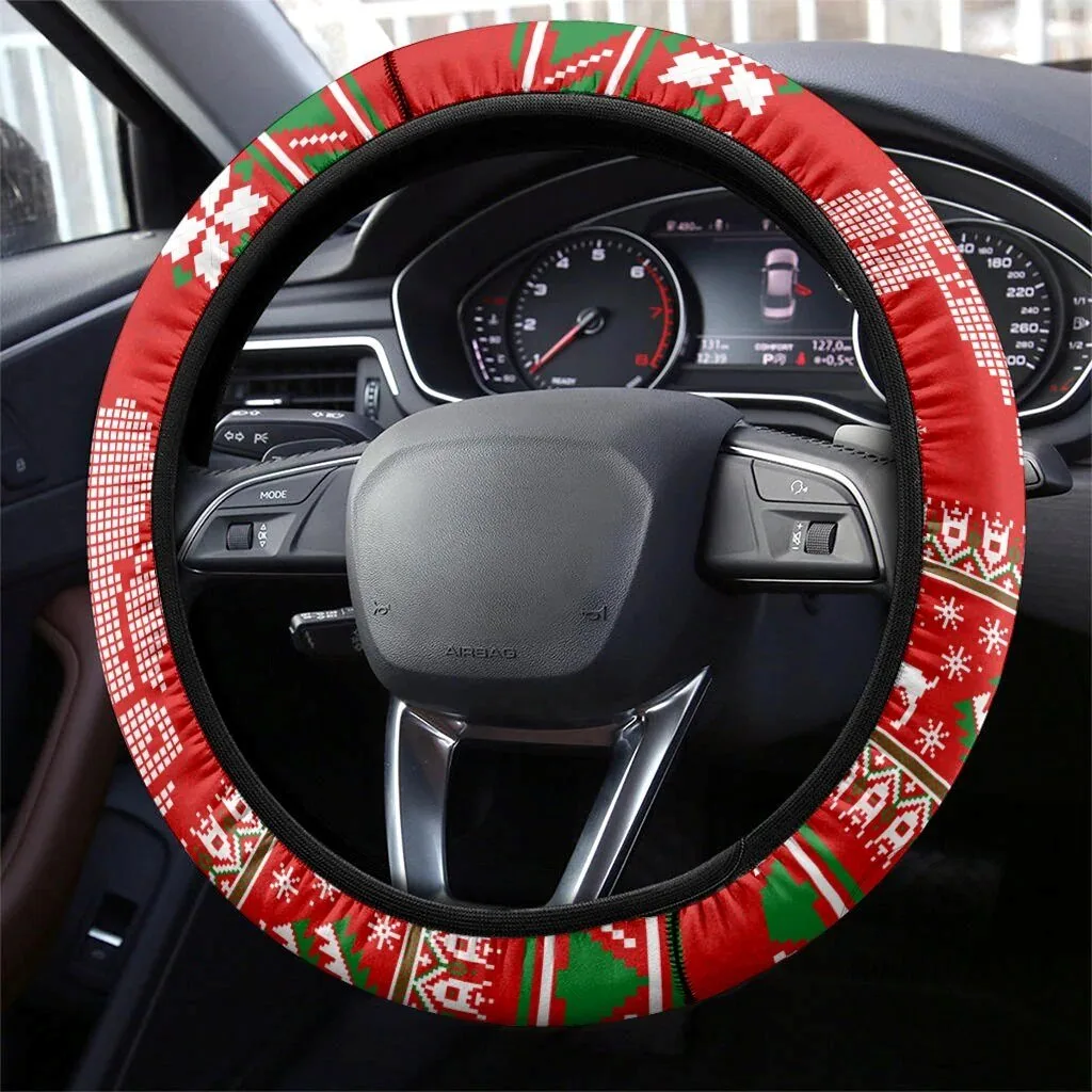 Christmas Ugly Sweater Pattern Steering Wheel Cover Winter Holiday Car Accessory 3 Christmas Ugly Sweater Pattern Steering Wheel Cover Winter Holiday Car Accessory