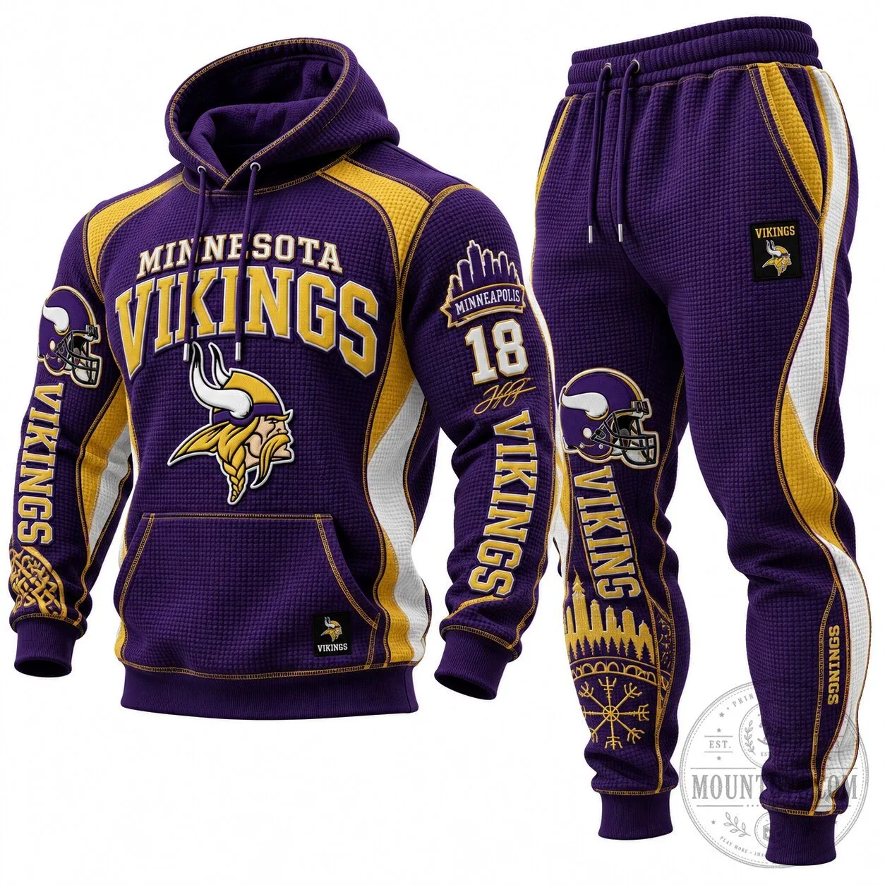 Minnesota Vikings Football Club Waffle Knit Hoodie 3 Minnesota Vikings Football Club Waffle Knit Hoodie