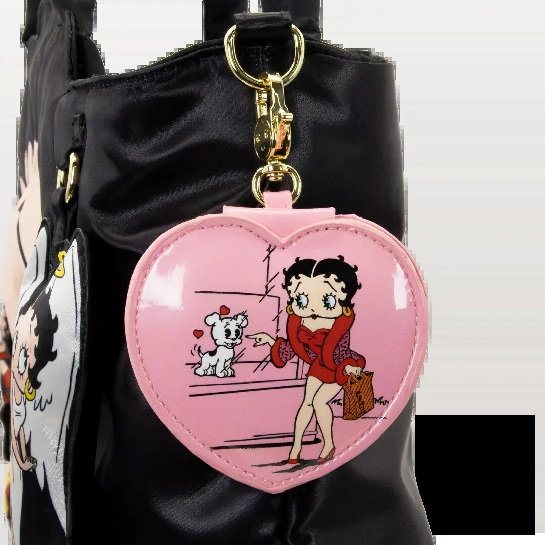 Betty Boop Heart Shaped Compact Mirror Bag Charm Keychain Accessory 10 Betty Boop Heart Shaped Compact Mirror Bag Charm Keychain Accessory