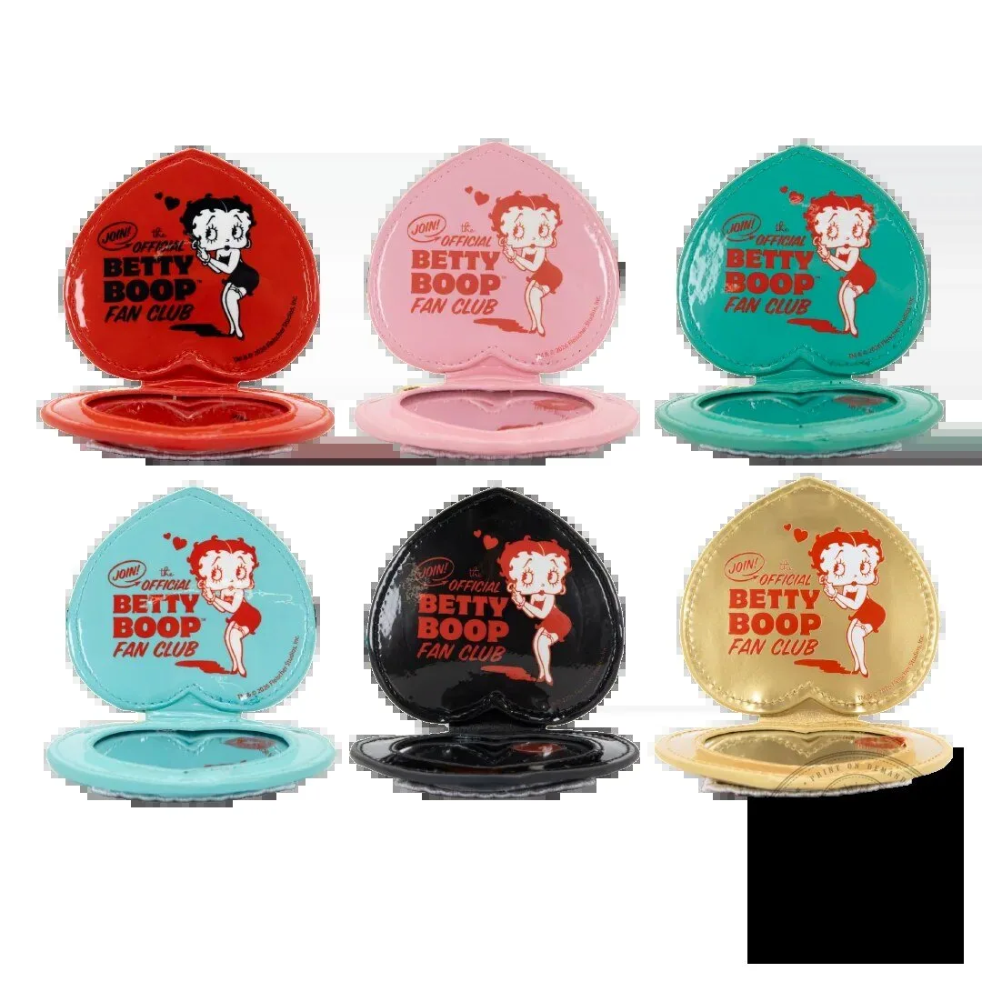 Betty Boop Heart Shaped Compact Mirror Bag Charm Keychain Accessory 11 Betty Boop Heart Shaped Compact Mirror Bag Charm Keychain Accessory