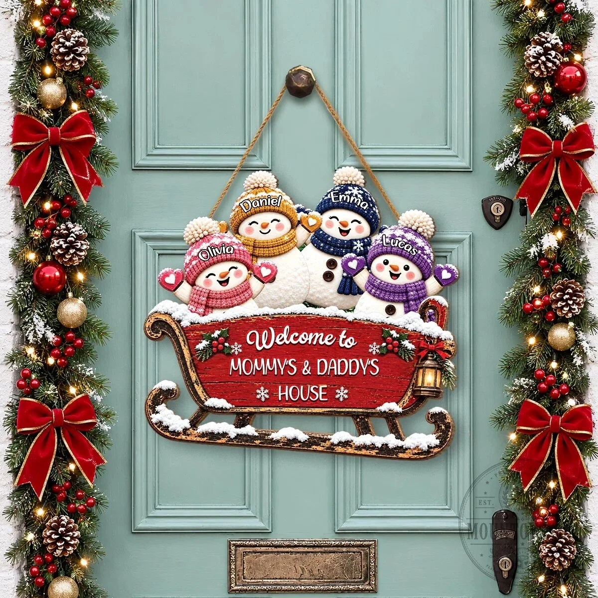 Personalized Snowman Sleigh Welcome to Grandma and Grandpa's House Wall Art Sign 9 Personalized Snowman Sleigh Welcome to Grandma and Grandpa