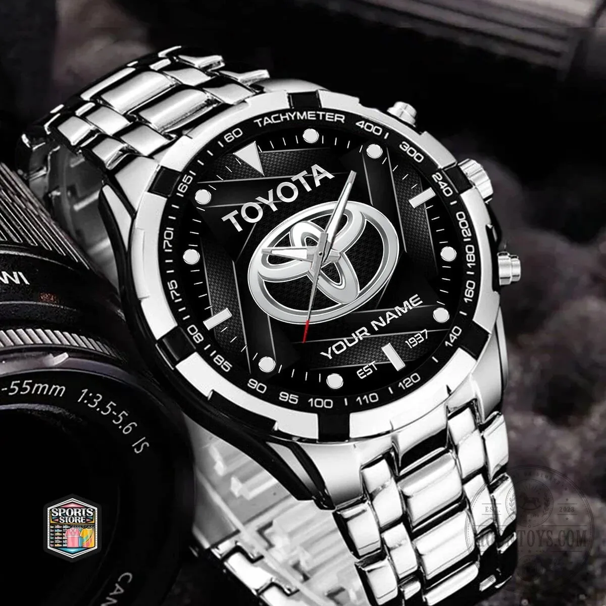 Toyota Custom Name Engraved Silver Stainless Steel Men's Watch 4 Toyota Custom Name Engraved Silver Stainless Steel Men's Watch