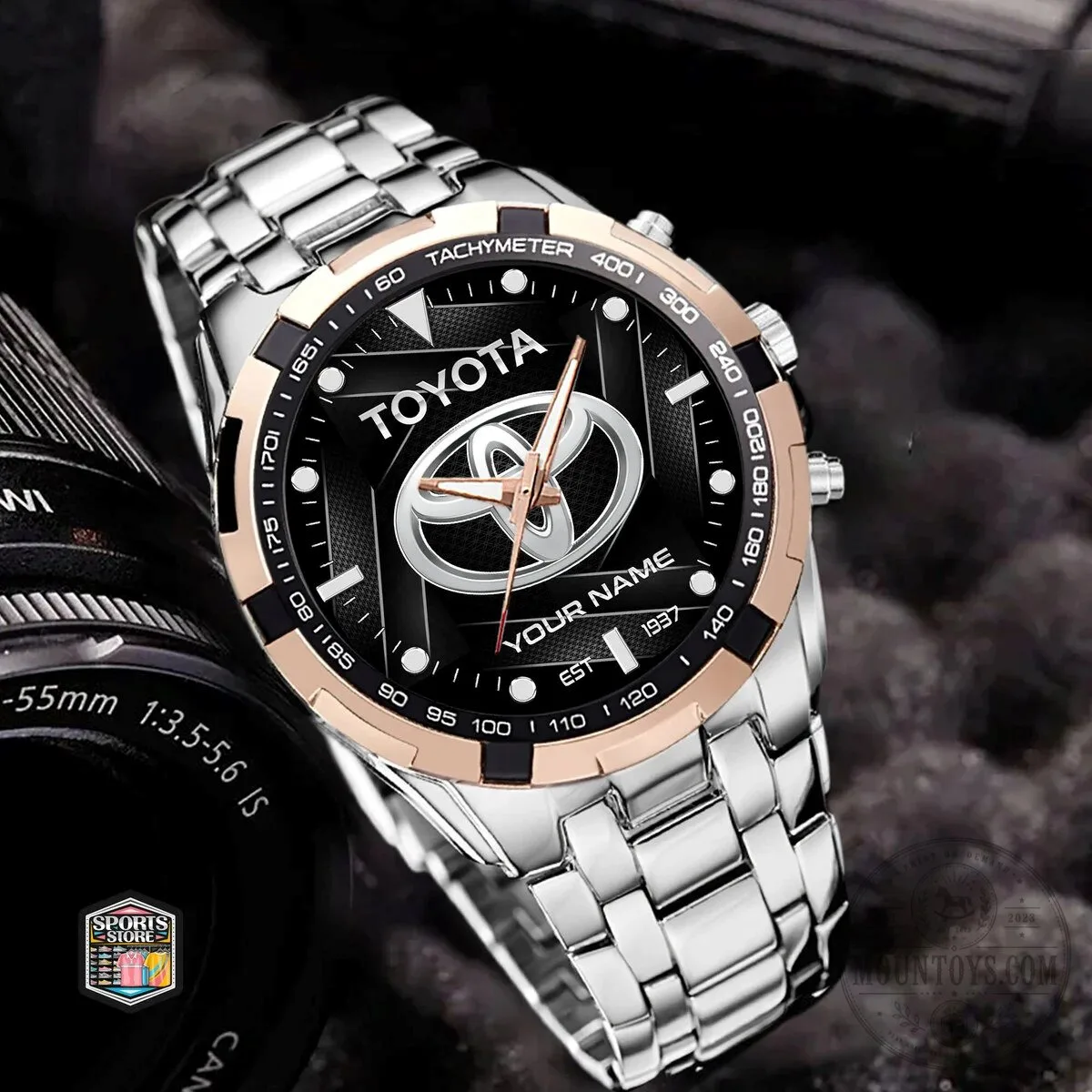 Toyota Custom Name Engraved Silver Stainless Steel Men's Watch 15 Toyota Custom Name Engraved Silver Stainless Steel Men