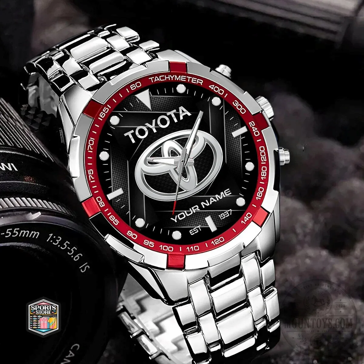 Toyota Custom Name Engraved Silver Stainless Steel Men's Watch 18 Toyota Custom Name Engraved Silver Stainless Steel Men