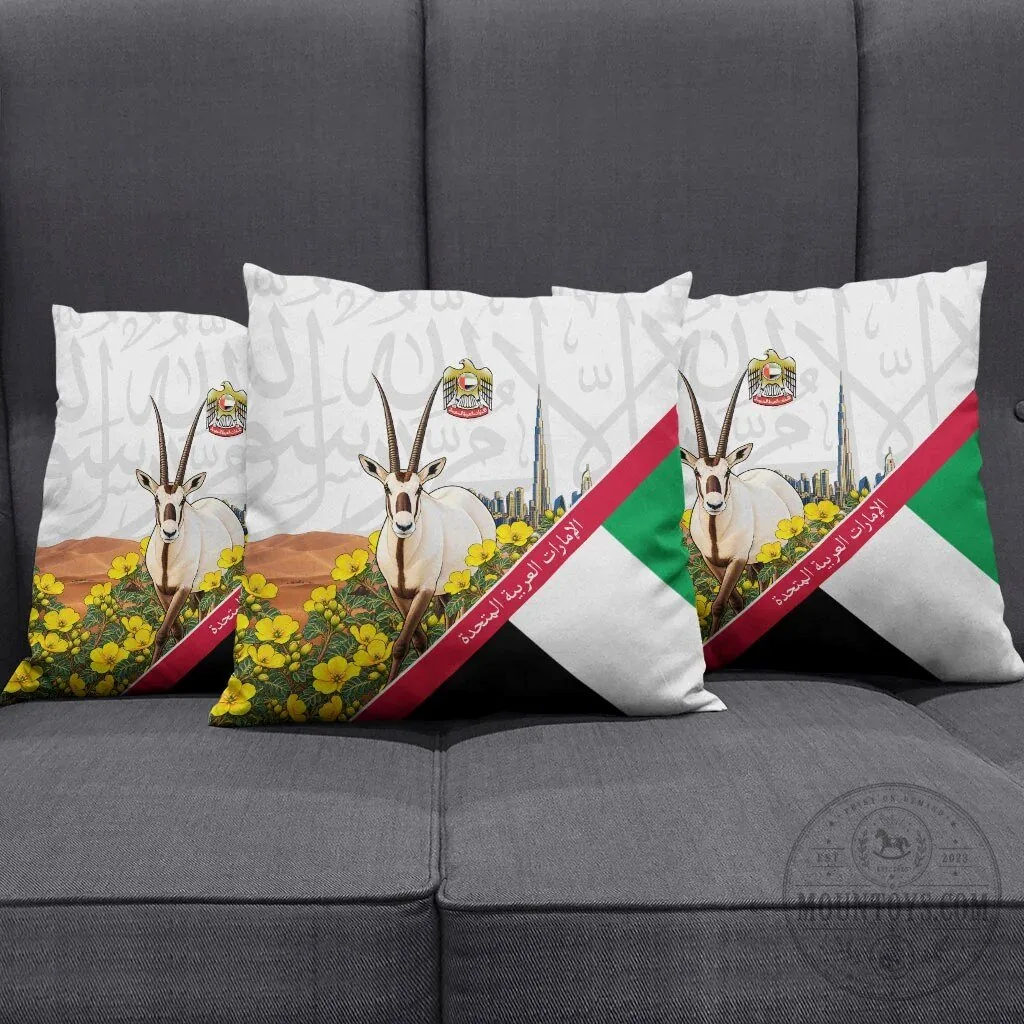 United Arab Emirates National Day Arabian Oryx Desert Flower Pillow Cover 11 United Arab Emirates National Day Arabian Oryx Desert Flower Pillow Cover