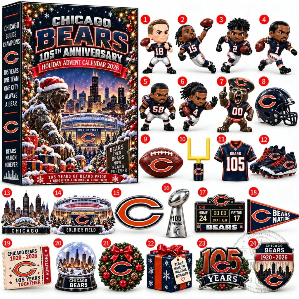 Chicago Bears 105th Anniversary Holiday Countdown Advent Calendar 2026 Chicago Bears 105th Anniversary Holiday Countdown Advent Calendar 2026