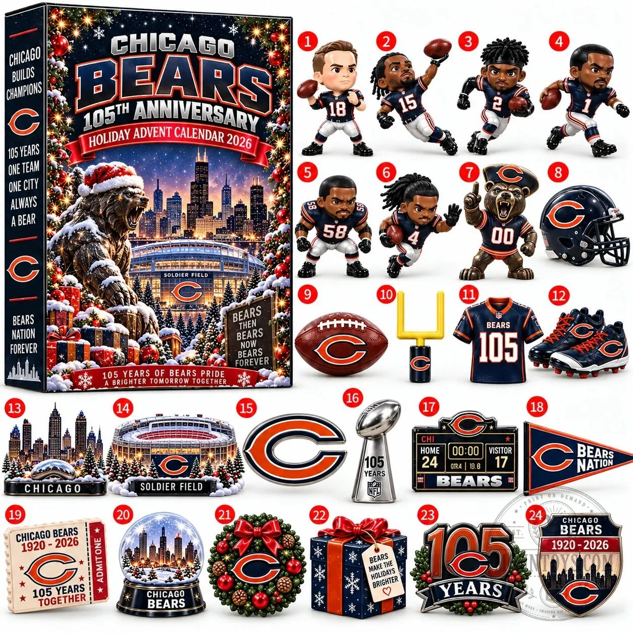 Chicago Bears 105th Anniversary Holiday Countdown Advent Calendar 2026