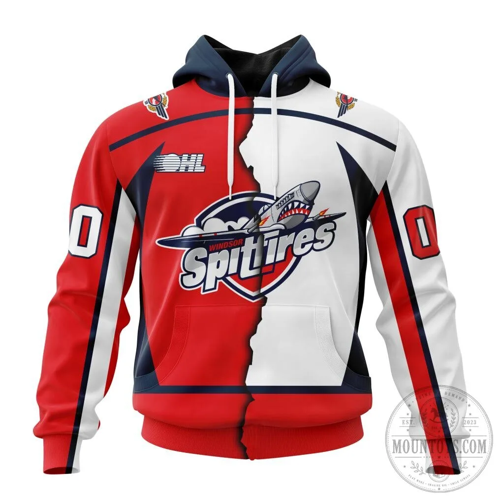 Windsor Spitfires Personalized Mix Hockey Style Hoodie