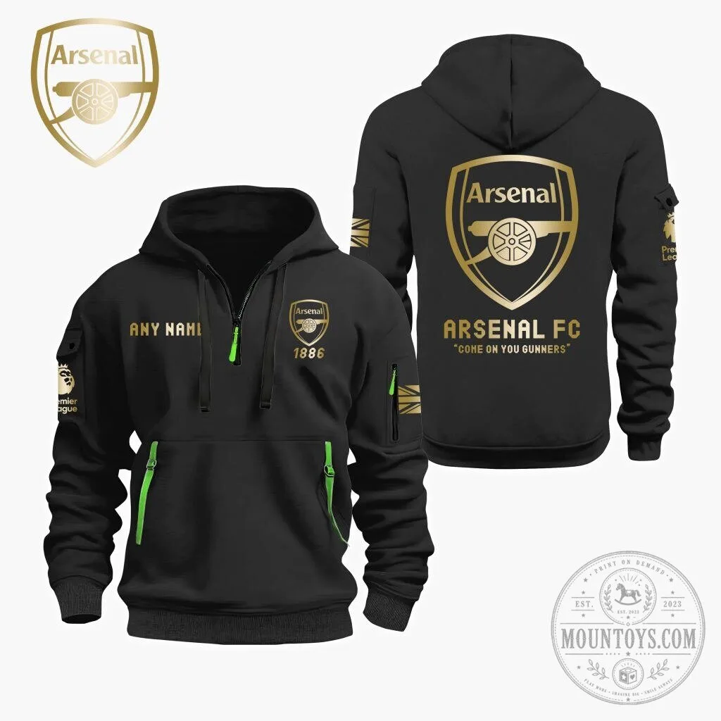Customizable Quarter Zip Hoodie for Arsenal Football Club Fans
