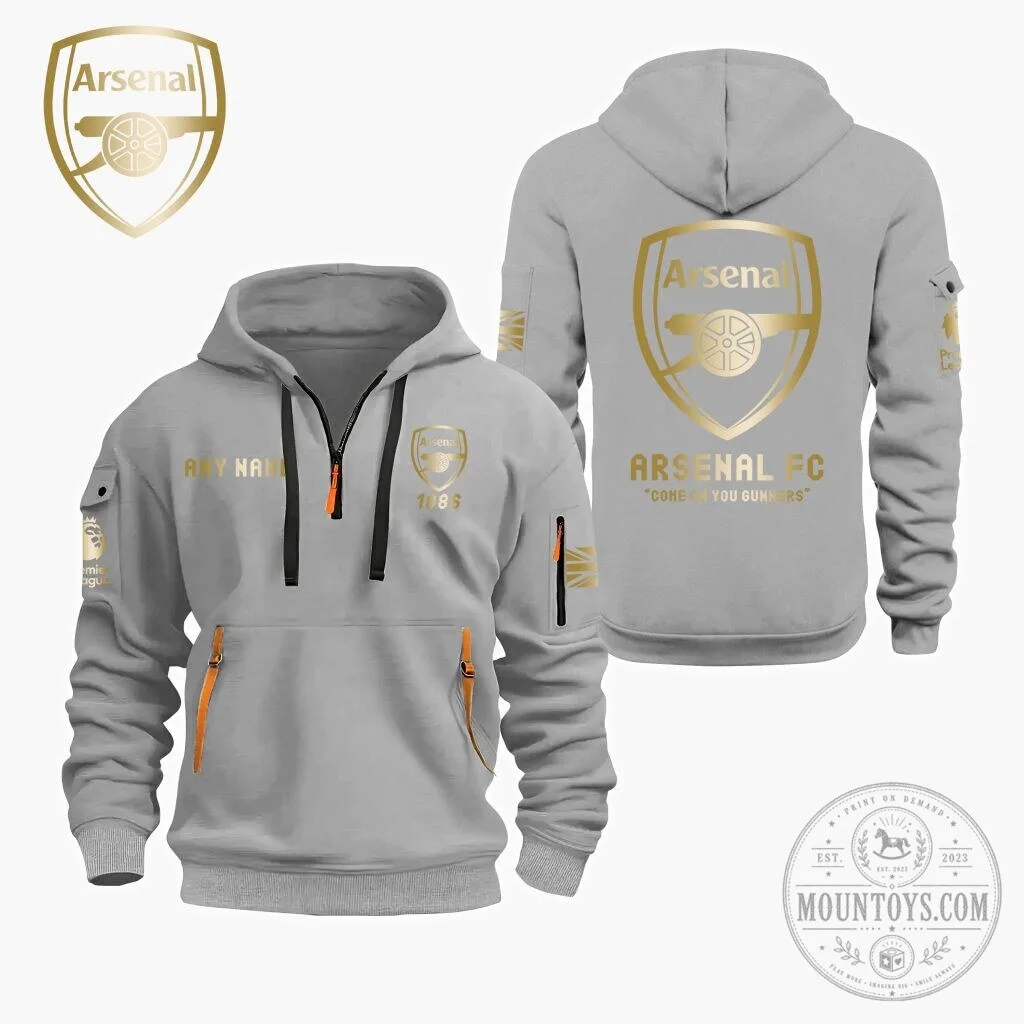 Customizable Quarter Zip Hoodie for Arsenal Football Club Fans 14 Customizable Quarter Zip Hoodie for Arsenal Football Club Fans