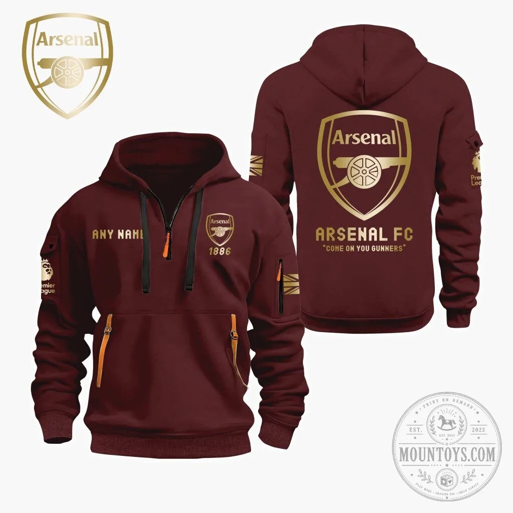 Customizable Quarter Zip Hoodie for Arsenal Football Club Fans 19 Customizable Quarter Zip Hoodie for Arsenal Football Club Fans
