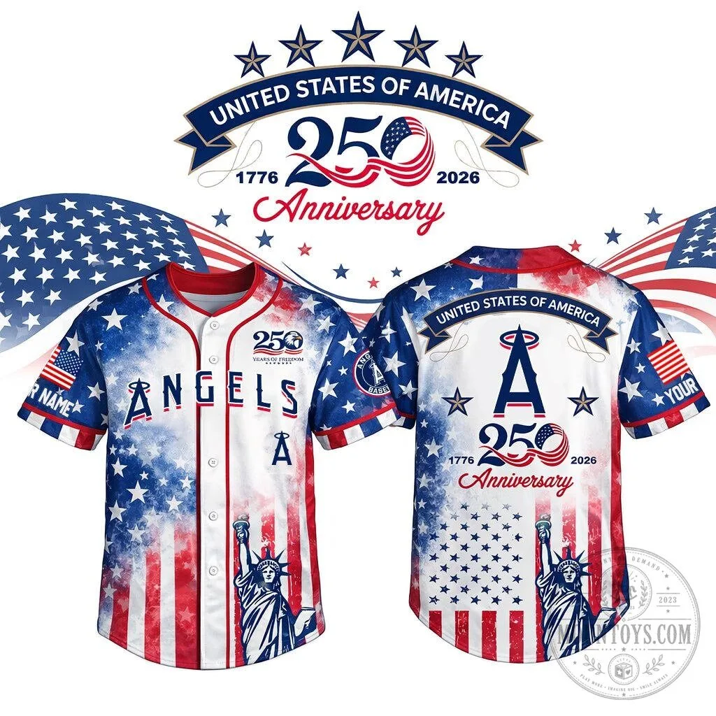 Los Angeles Angels Personalized United States 250th Anniversary Baseball Jersey