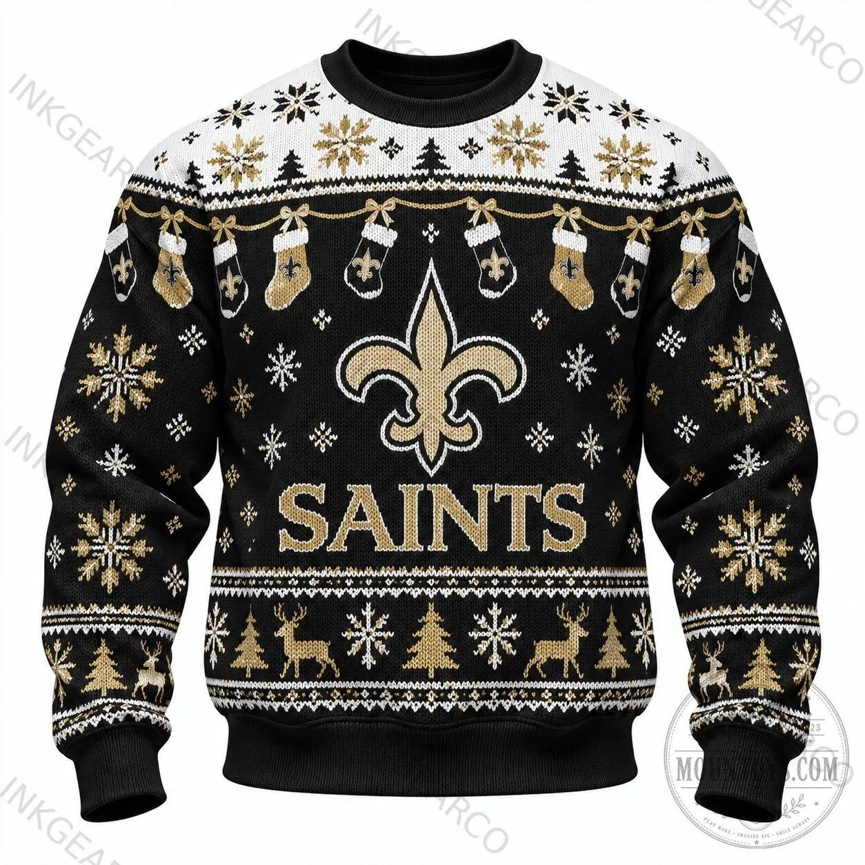 Ugly Sweater Style Sweatshirt for Christmas Holiday - New Orleans Saints