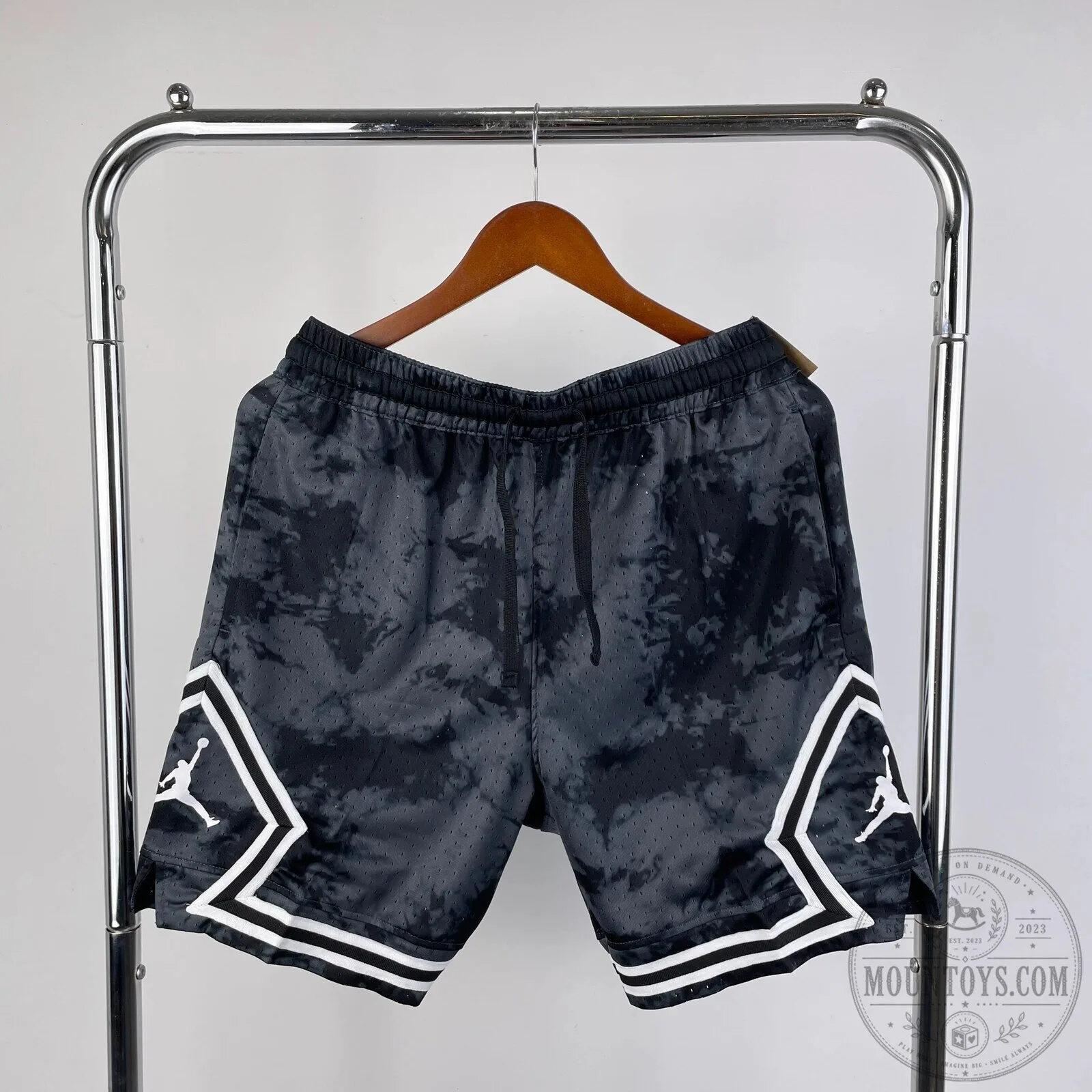 Jordan Brand Diamond Tie-Dye Black and Grey Mesh Basketball Shorts